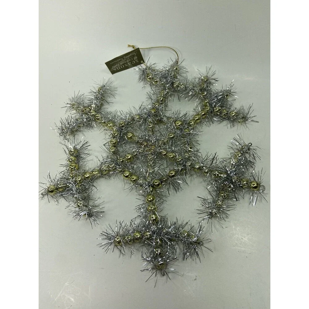 Midwest Seasons Gold Silver Large Oversized Tinsel Snowflake Christmas Ornament